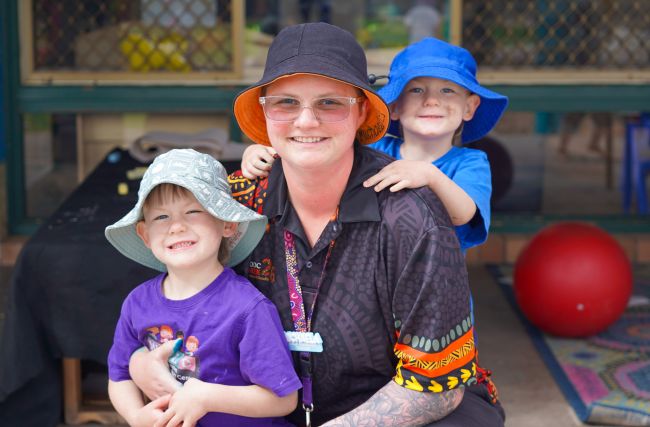 Michaela with young people.