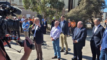 Prime Minister Anthony Albanese addressing steelworkers