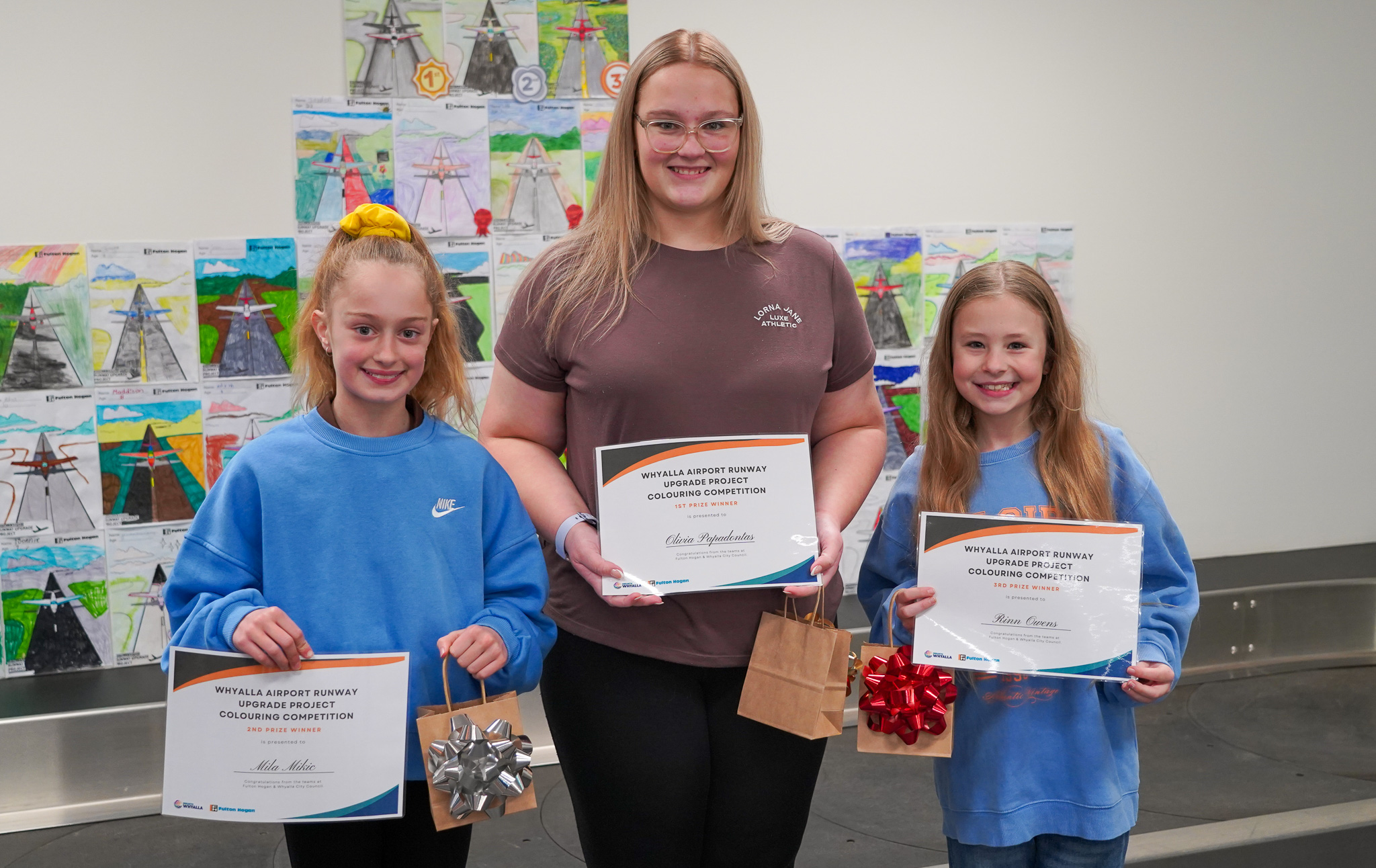Winners Mila Mikic, Olivia Papadontas and Rinn Owens