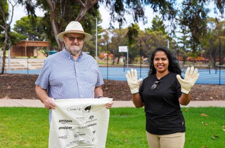 Councillor David Knox and Waste Officer Charuka Sanduni